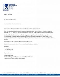 Reference Letters Tambro Construction Ltd regarding proportions 791 X 1024