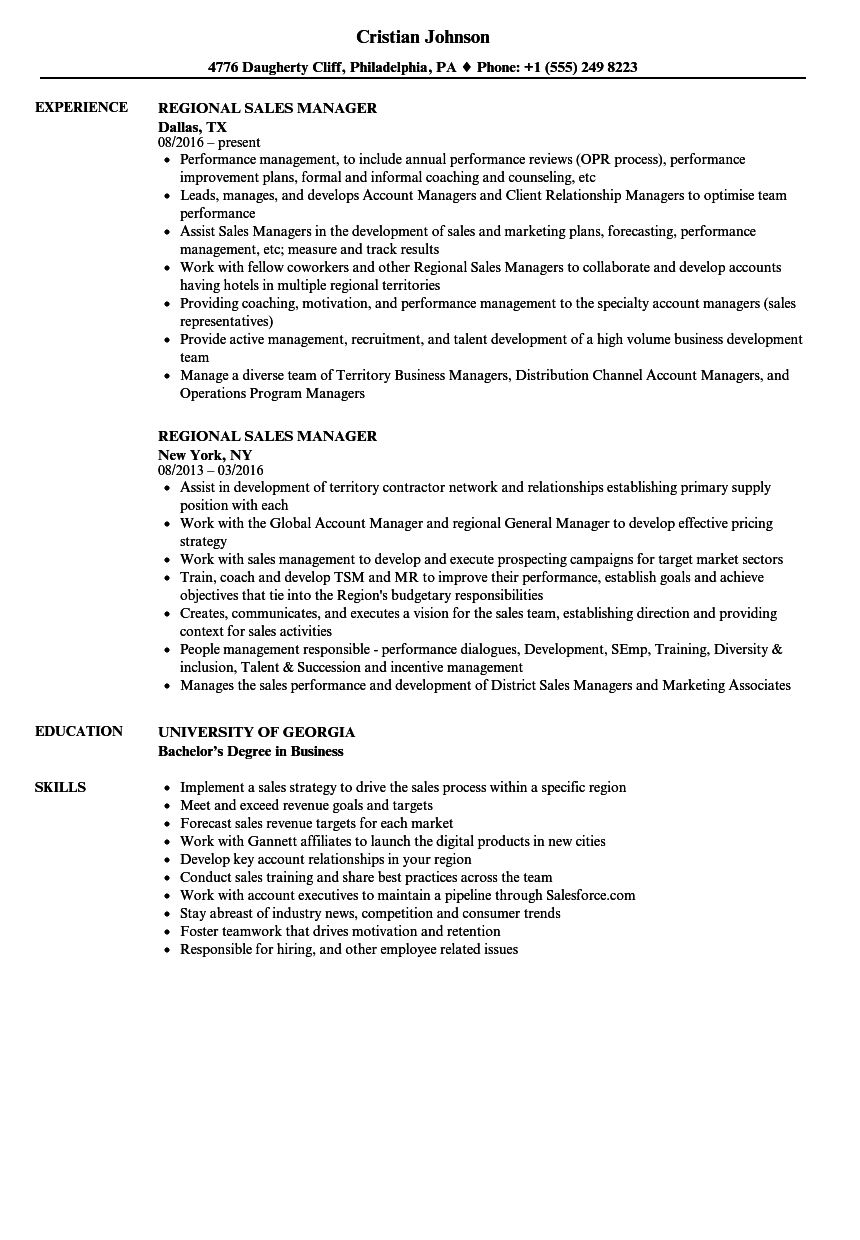 Regional Sales Manager Resume Samples Velvet Jobs throughout proportions 860 X 1240