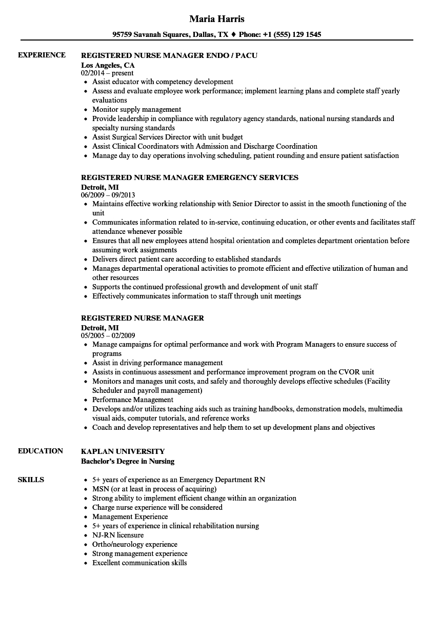 Registered Nurse Manager Resume Samples Velvet Jobs inside size 860 X 1240