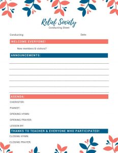 Relief Society Conducting Sheet Template Free Printable for proportions 816 X 1056