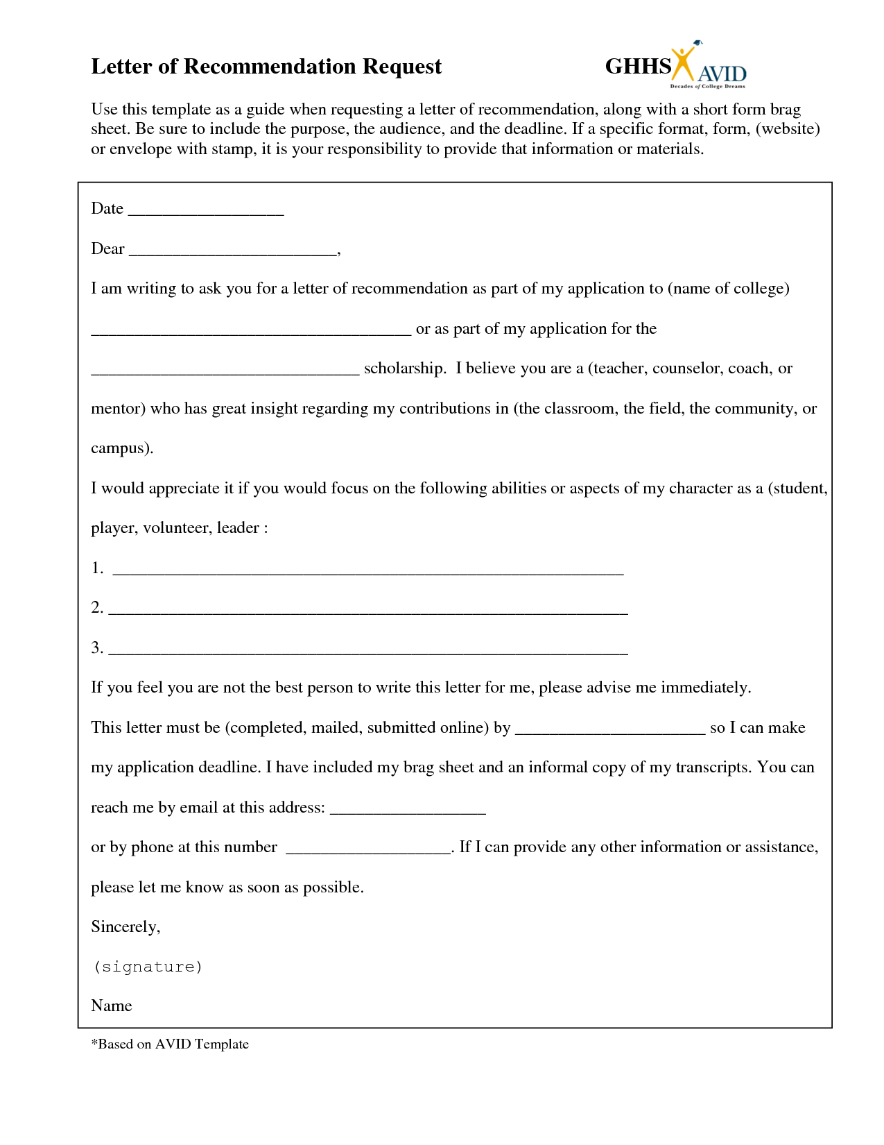 Request For Letter Of Reccomendation Template in size 1275 X 1650