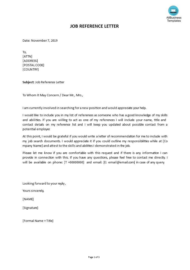 Request For Recommendation Letter For Job Templates At for size 793 X 1122
