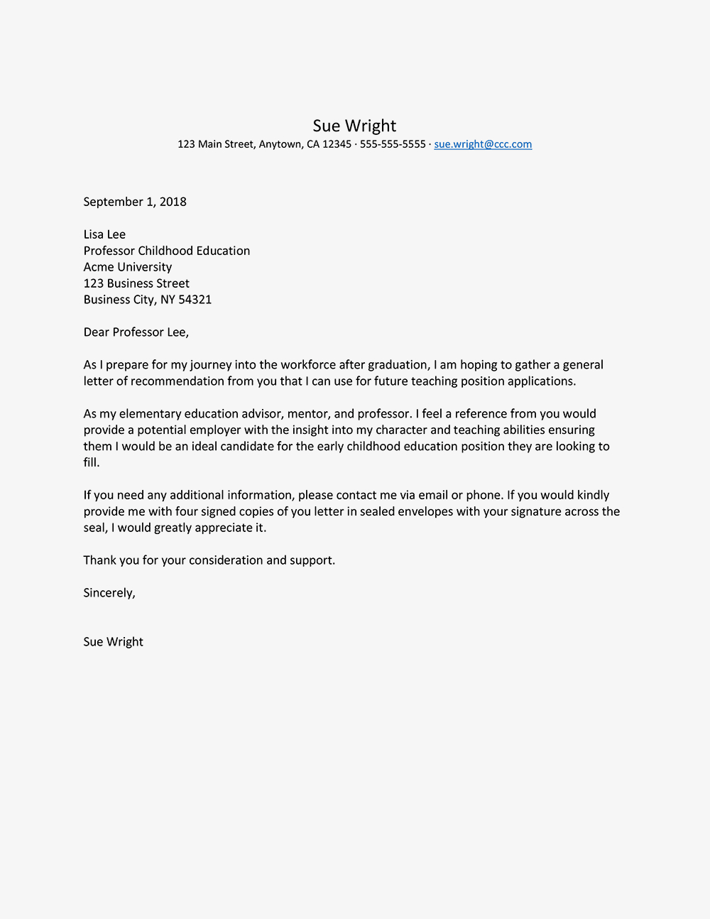 Request For Recommendation Letter From Professor Sample with dimensions 1000 X 1294