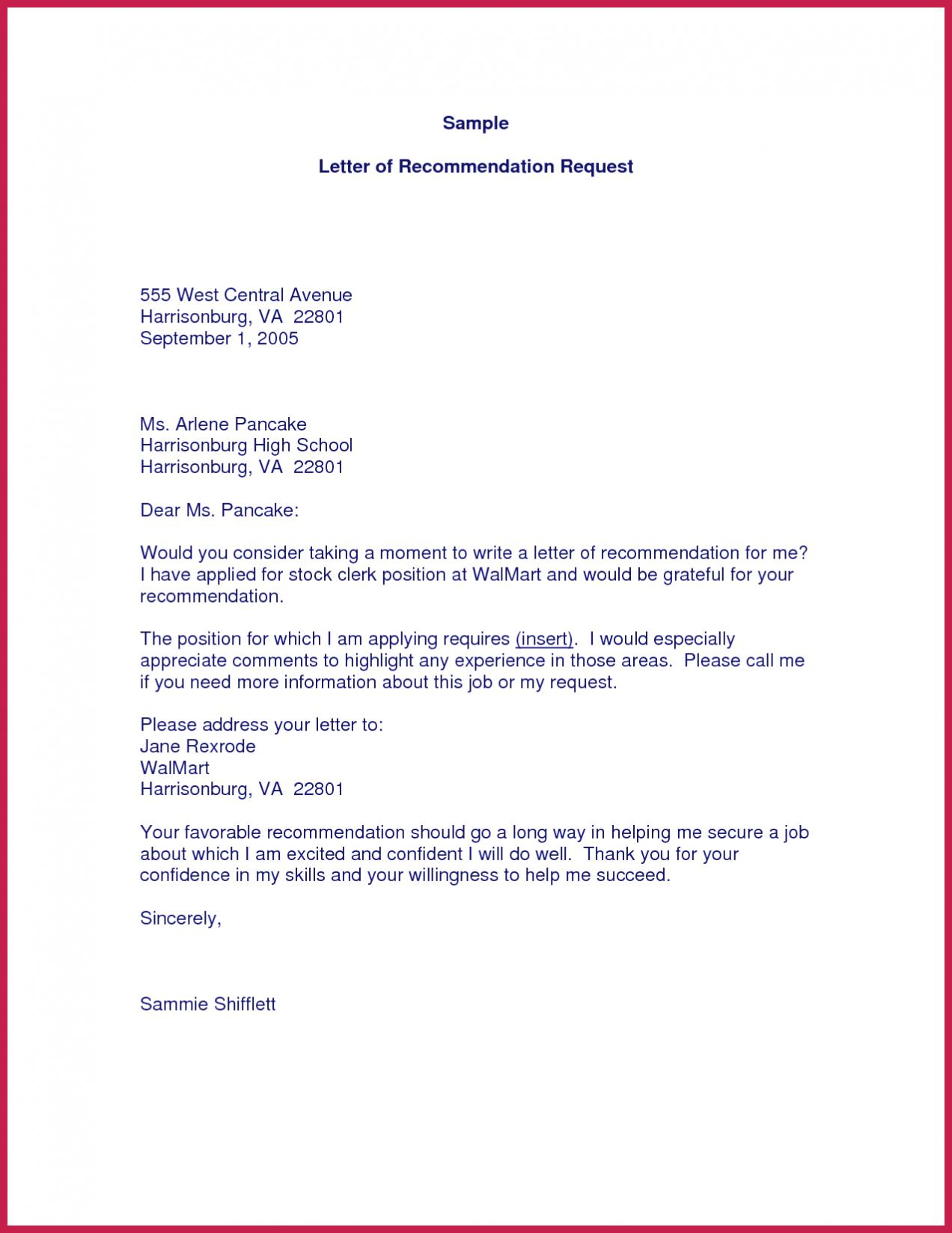 Requesting Letter Of Recommendation Example Akali pertaining to size 1272 X 1647