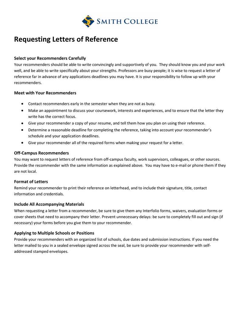 Requesting Letters Of Reference Select Your Recommenders with regard to sizing 791 X 1024