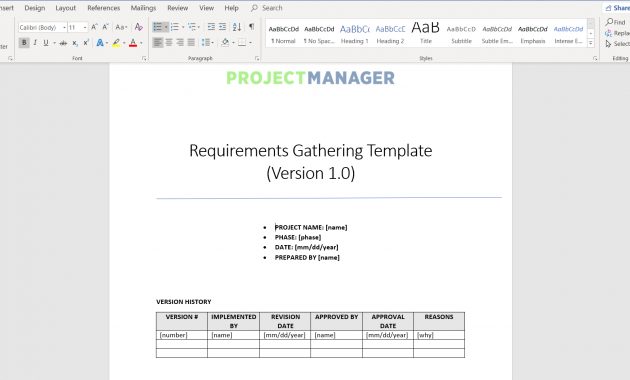 Requirements Gathering Template Projectmanager throughout measurements 1920 X 960