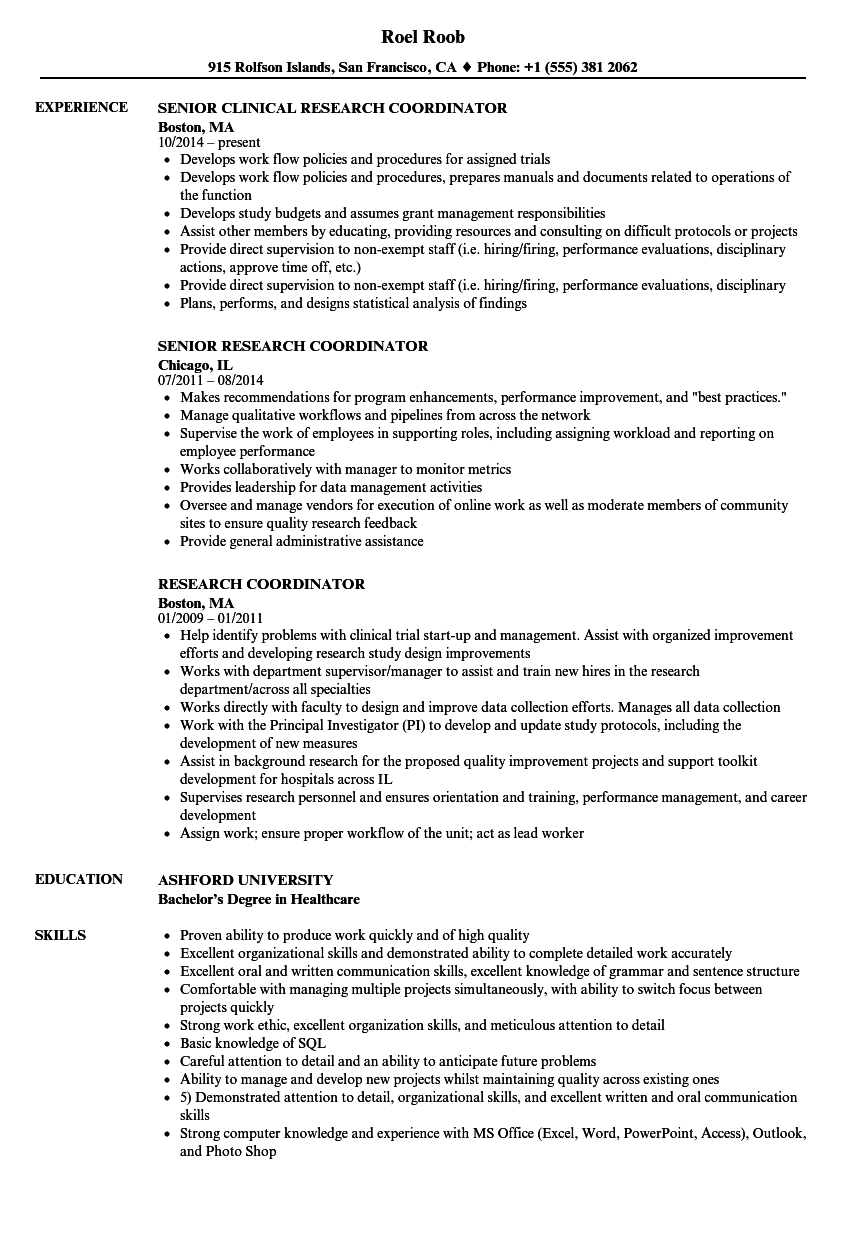 Research Coordinator Resume Samples Velvet Jobs with dimensions 860 X 1240