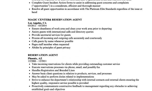 Reservation Agent Resume Samples Velvet Jobs inside measurements 860 X 1240