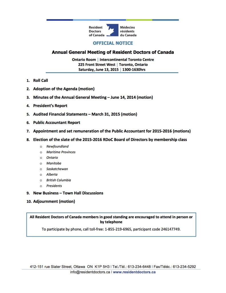 Resident Doctors Of Canada Annual General Meeting pertaining to size 791 X 1024