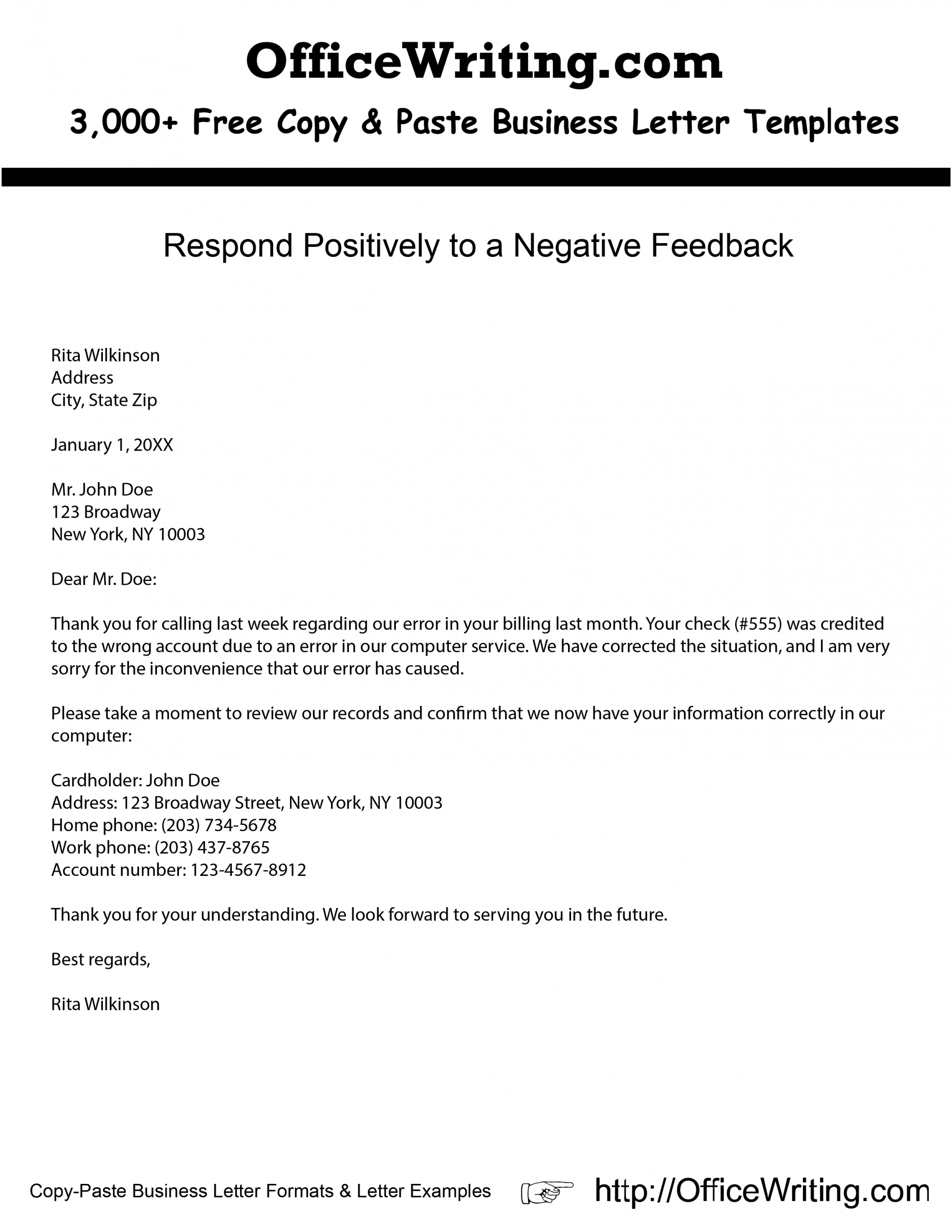 Respond Positively To A Negative Feedback We Have Over with regard to proportions 2554 X 3304