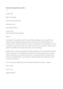 Restaurant Manager Reference Letter Template Templates At inside dimensions 793 X 1122