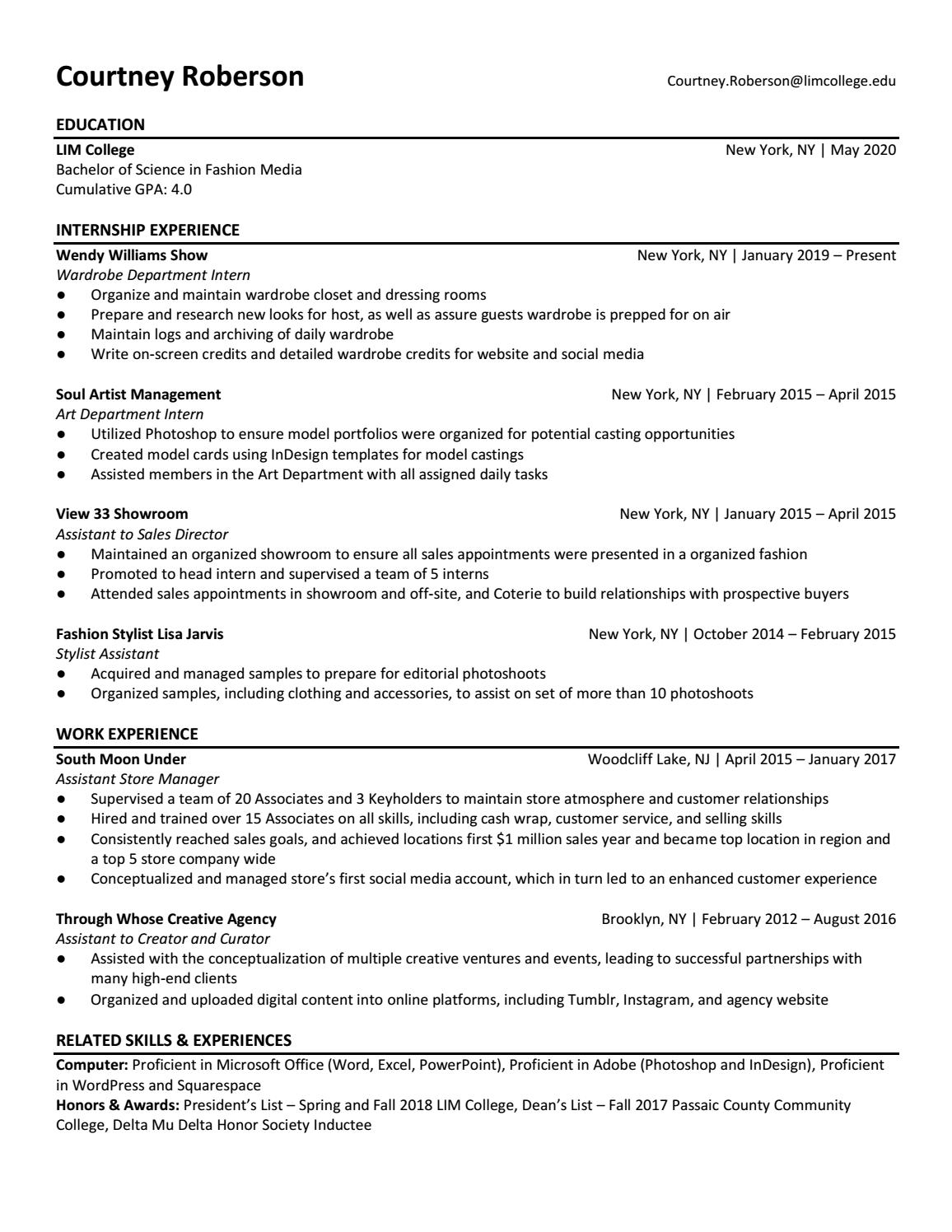Resume Courtney Roberson Issuu with regard to proportions 1156 X 1496