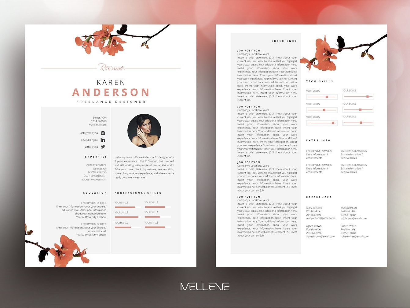 Resume Cv Template Karen Resume Templates On Dribbble in size 1342 X 1007