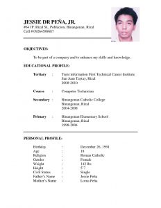 Resume Example Format For Ojt Latest Free Templates Biodata inside proportions 918 X 1188