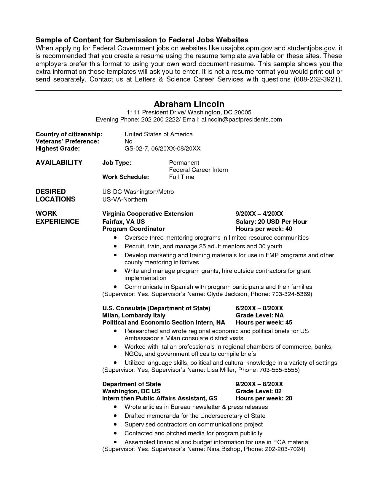 Resume Examples Industry And Job Title Federal Resume within size 1275 X 1650