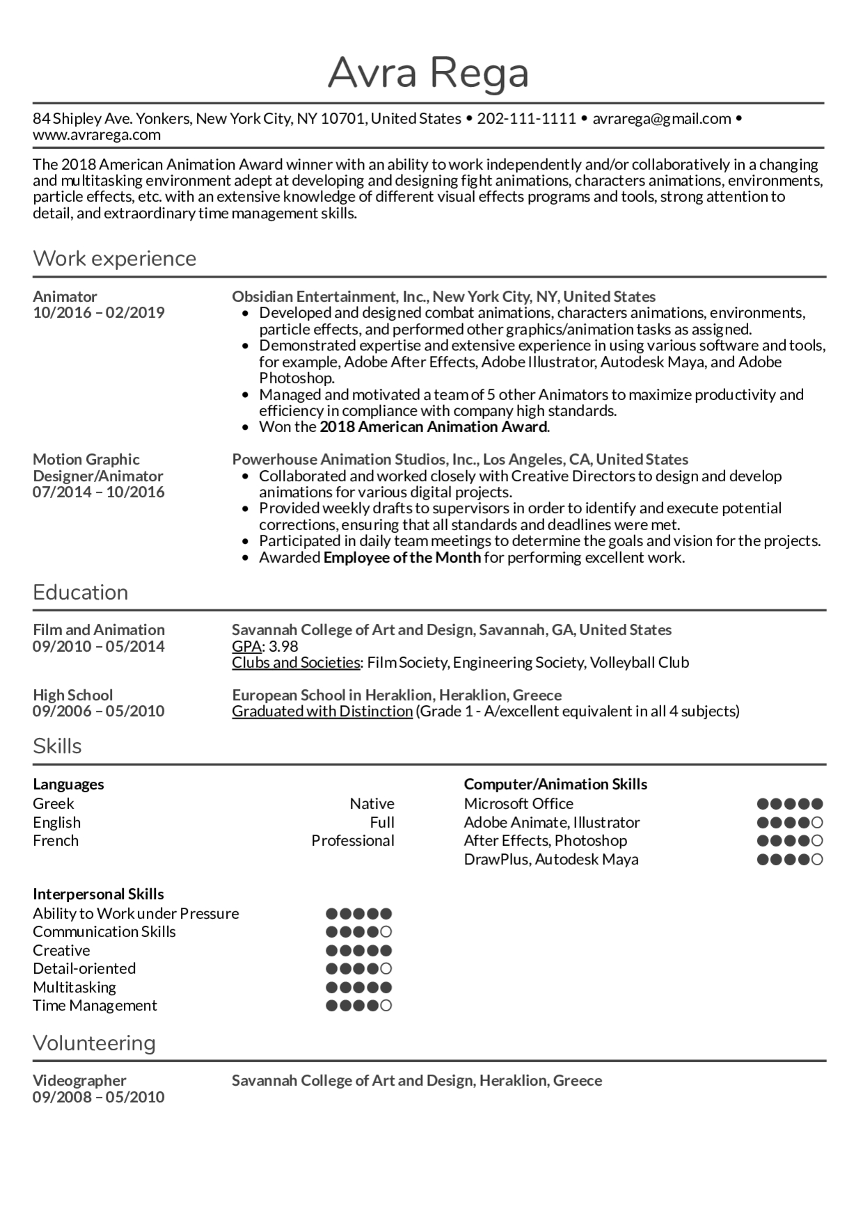 Resume Examples Real People Animator Resume Example with proportions 1240 X 1754