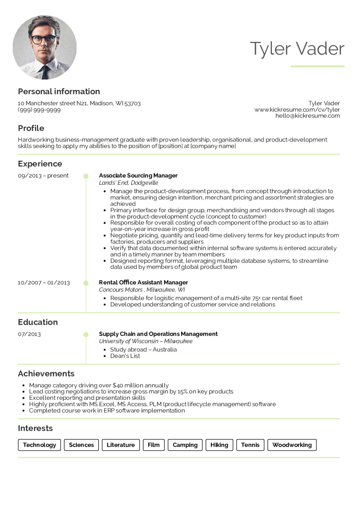 Resume Examples Real People Business Management Graduate throughout sizing 1240 X 1754