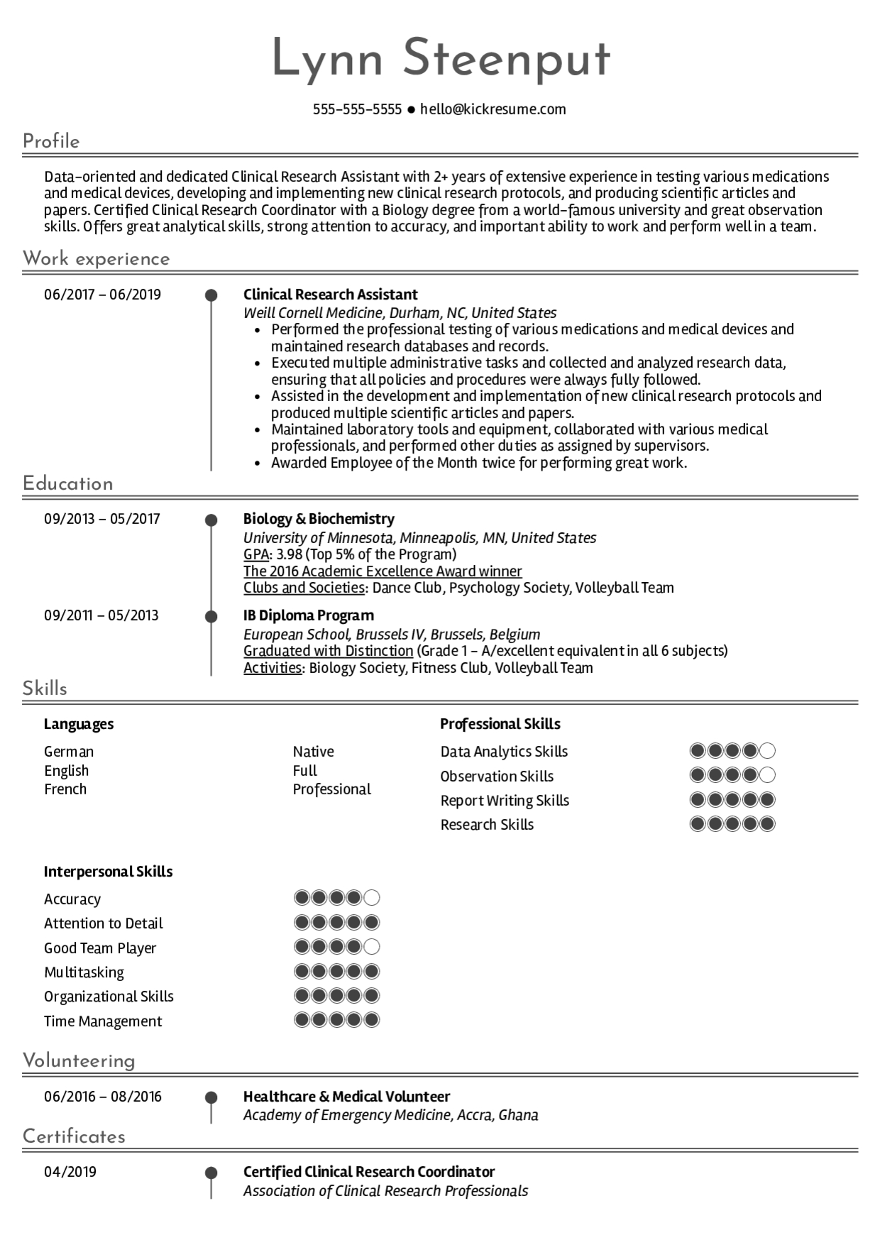 Resume Examples Real People Clinical Research Assistant regarding measurements 1240 X 1754