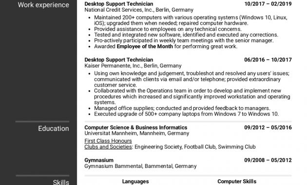 Resume Examples Real People Desktop Support Technician inside dimensions 1240 X 1754