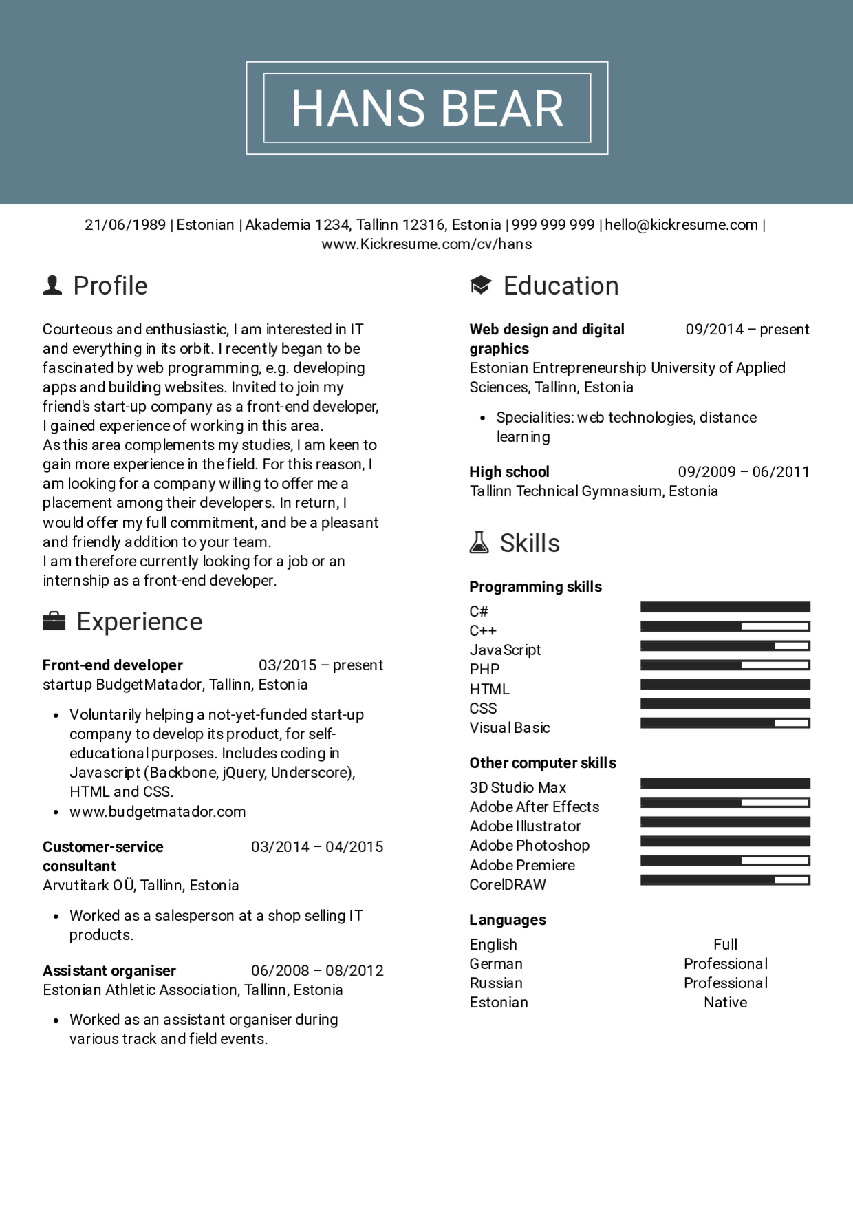 Resume Examples Real People Front End Developer Resume with proportions 1240 X 1754