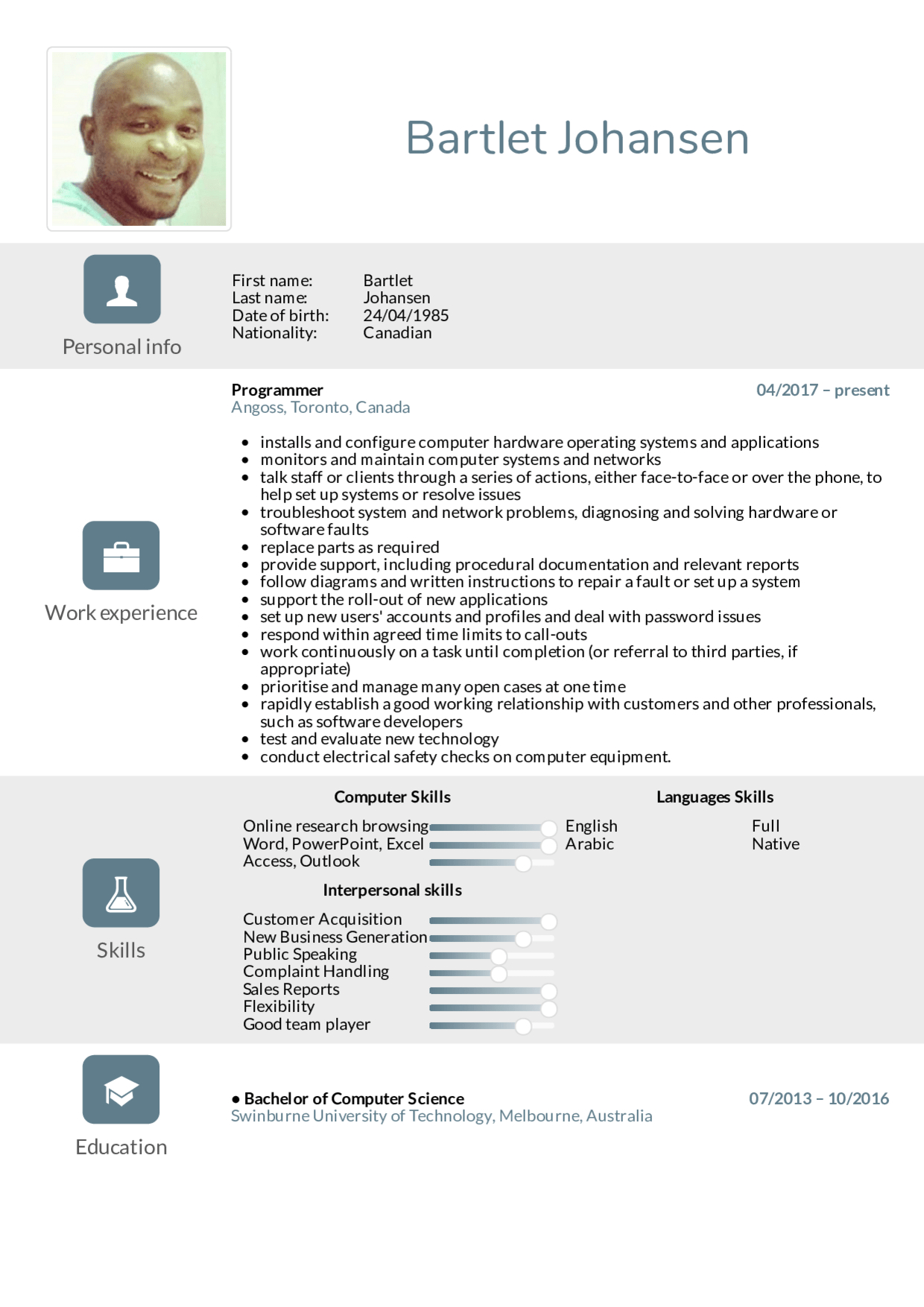 Resume Examples Real People Ibm It Support Specialist within size 1240 X 1754