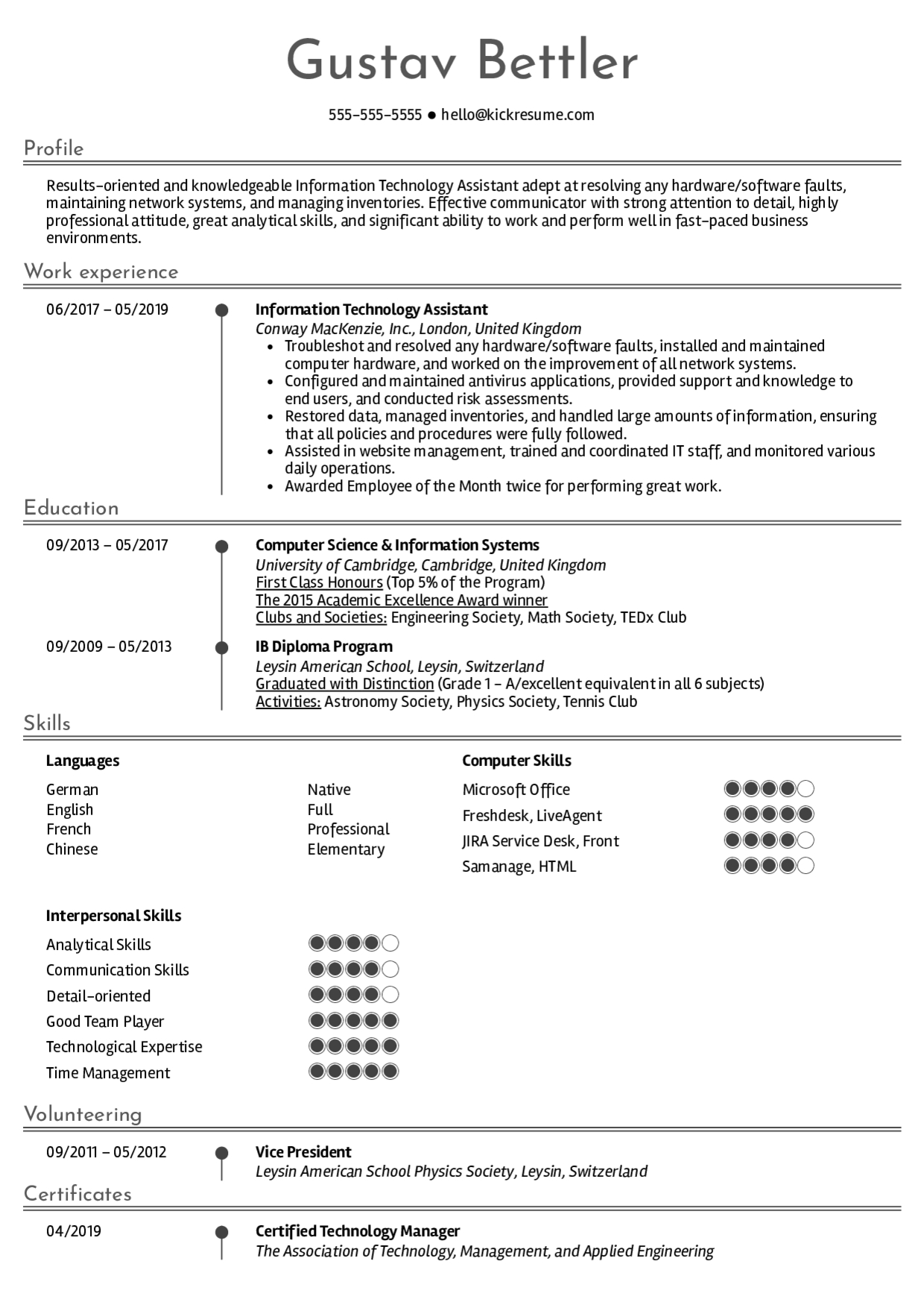 Resume Examples Real People Information Technology intended for size 1240 X 1754