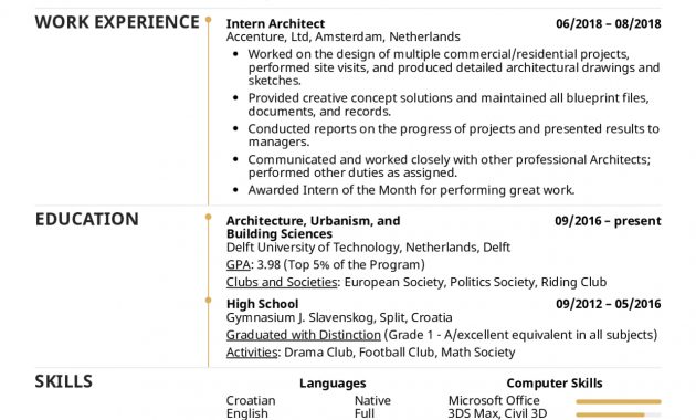 Resume Examples Real People Intern Architect Resume within proportions 1240 X 1754