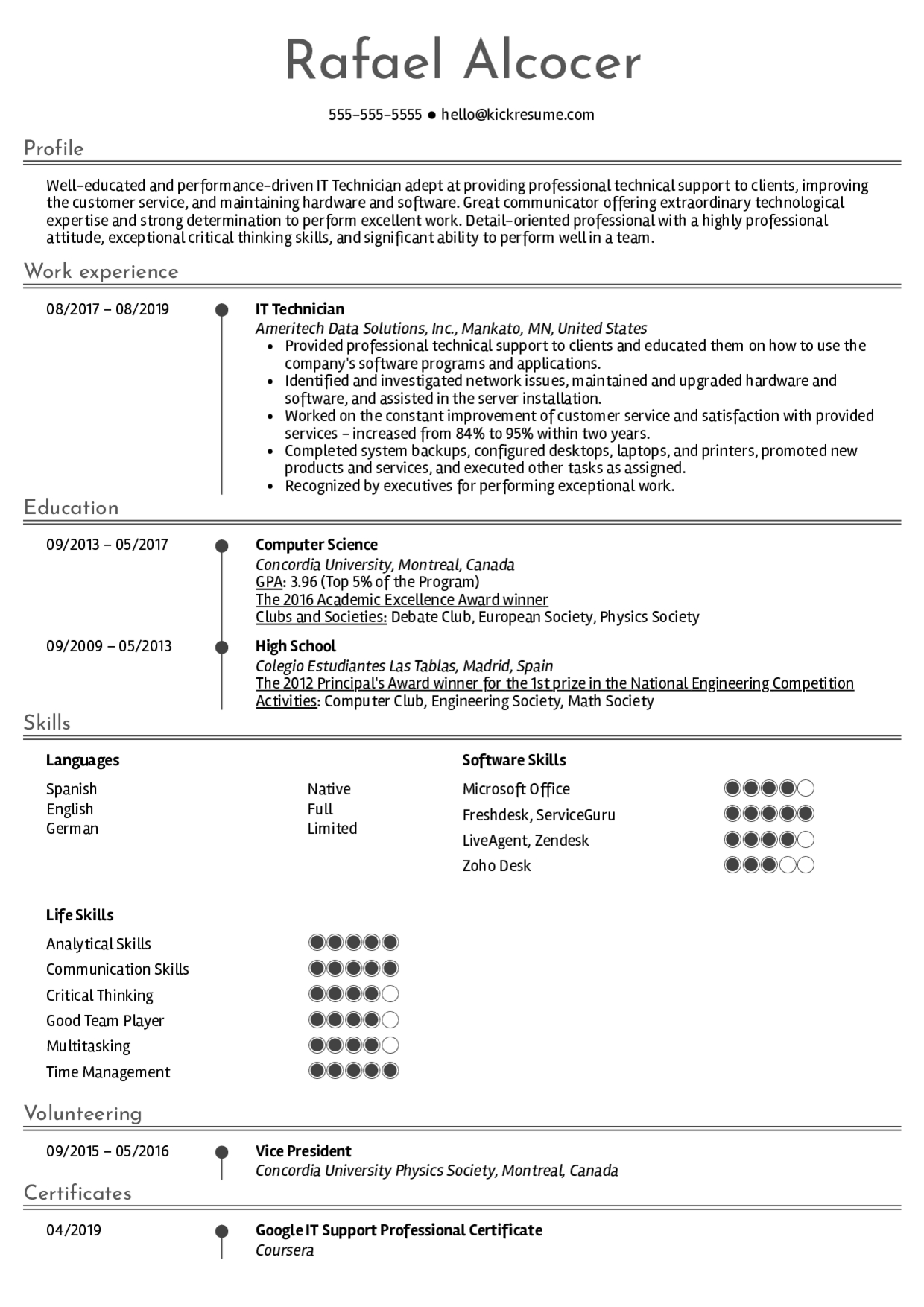 Resume Examples Real People It Technician Resume Sample for dimensions 1240 X 1754