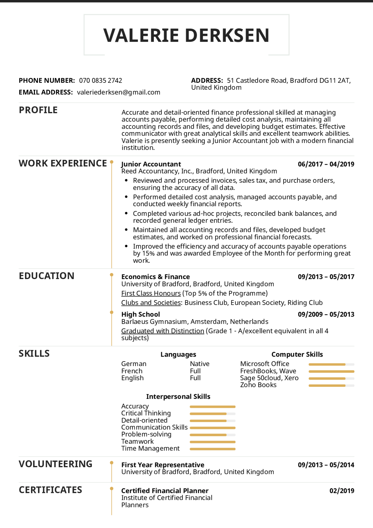 Resume Examples Real People Junior Accountant Resume within measurements 1240 X 1754