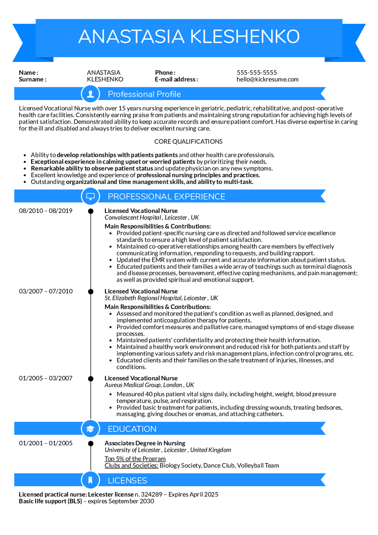 Resume Examples Real People Licensed Vocational Nurse for measurements 1240 X 1754