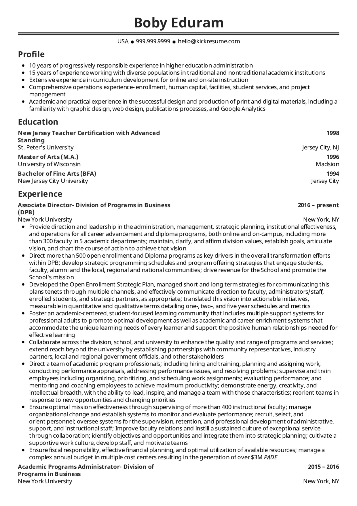 Resume Examples Real People New York University within size 1240 X 1754