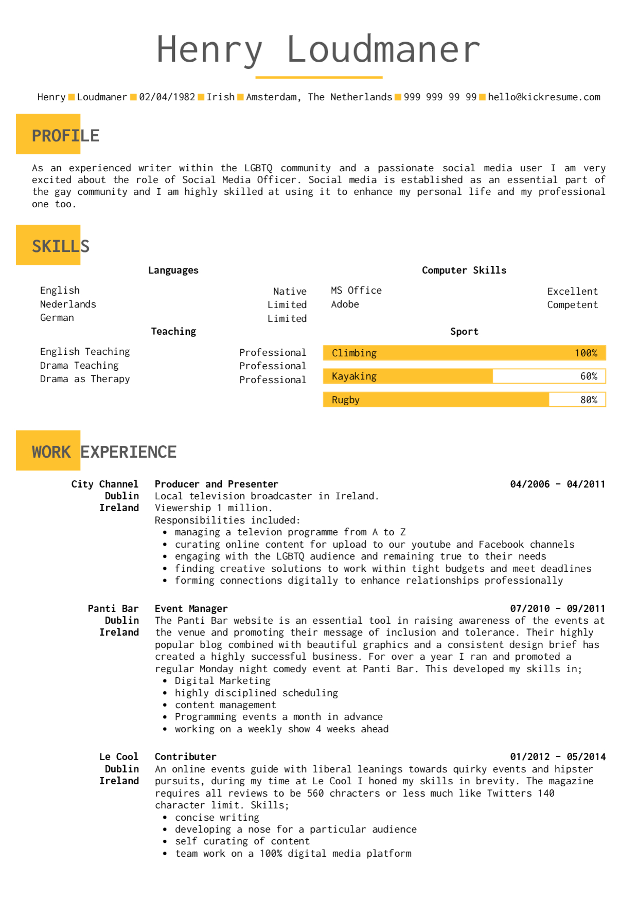 Resume Examples Real People Producer And Presenter pertaining to dimensions 1240 X 1754