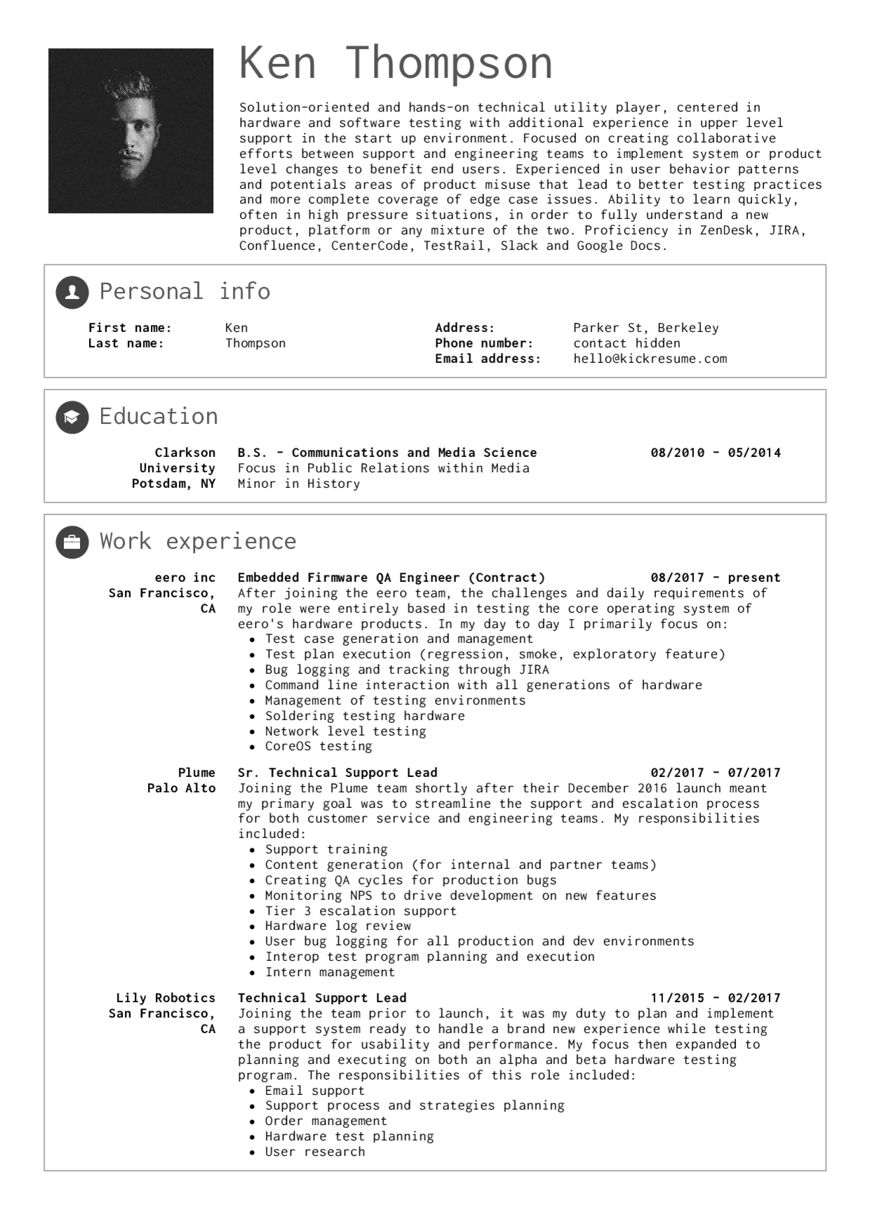 Resume Examples Real People Qa Engineer Resume Example intended for size 1240 X 1754