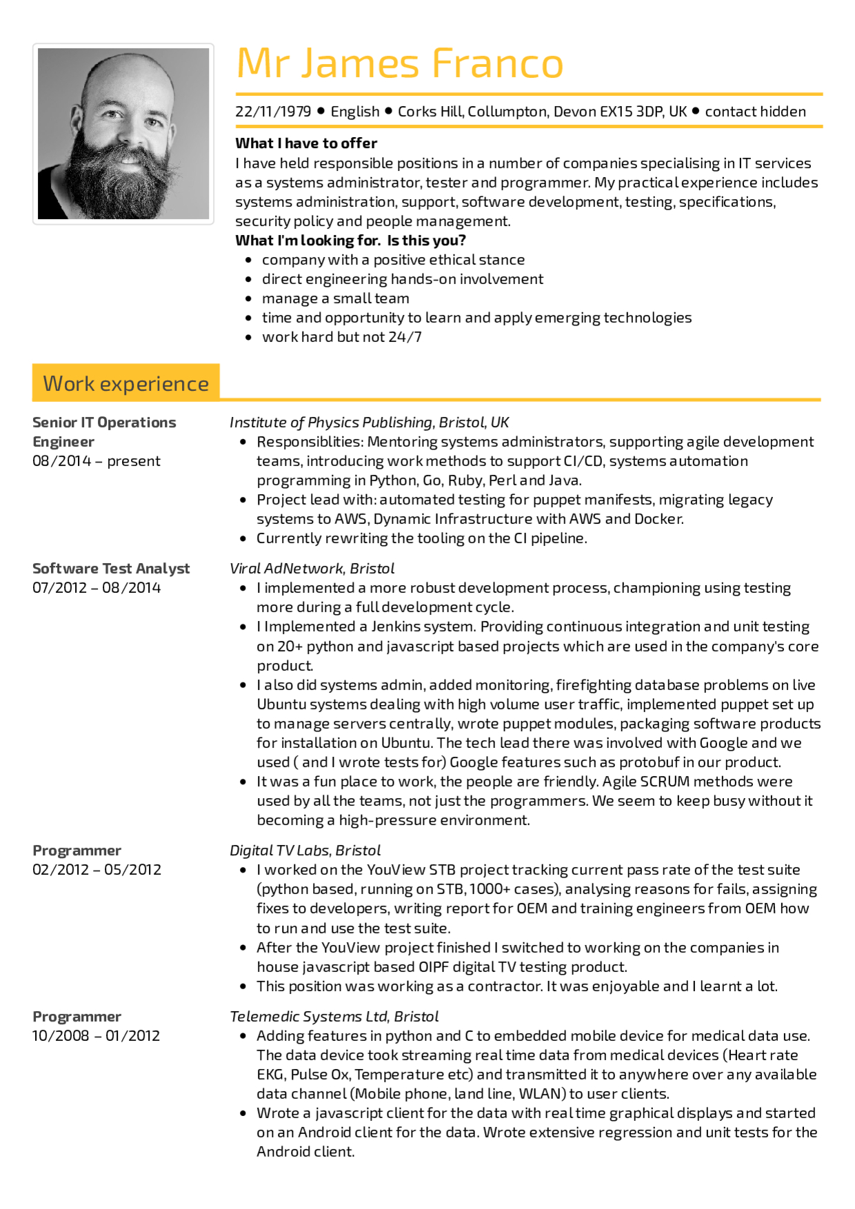 Resume Examples Real People Senior It Operations with sizing 1240 X 1754