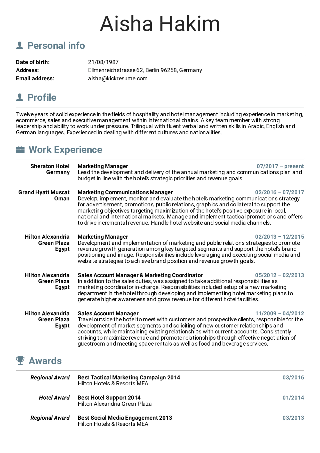 Resume Examples Real People Sheraton Hotel Marketing regarding sizing 1240 X 1754