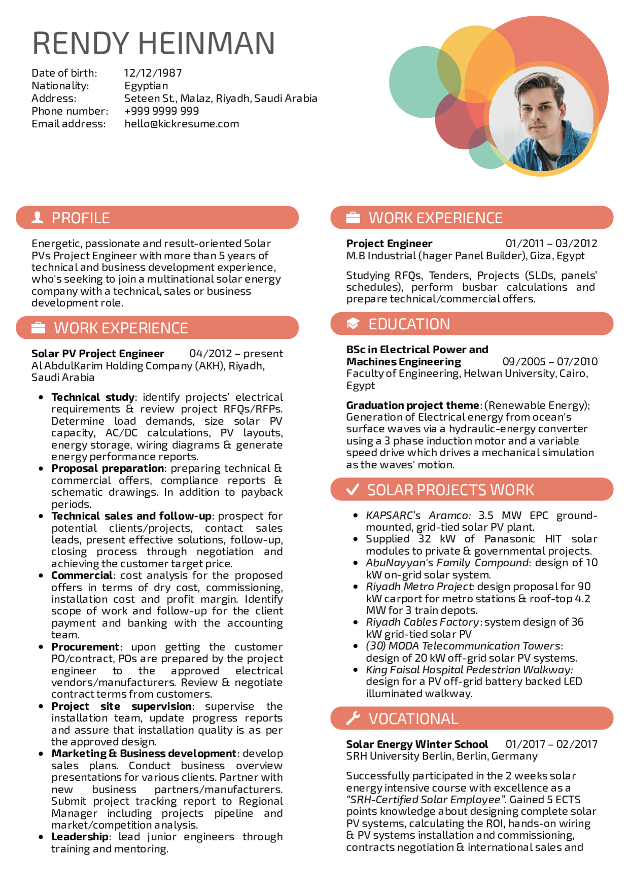 Resume Examples Real People Solar Pvs Business with regard to size 1240 X 1754