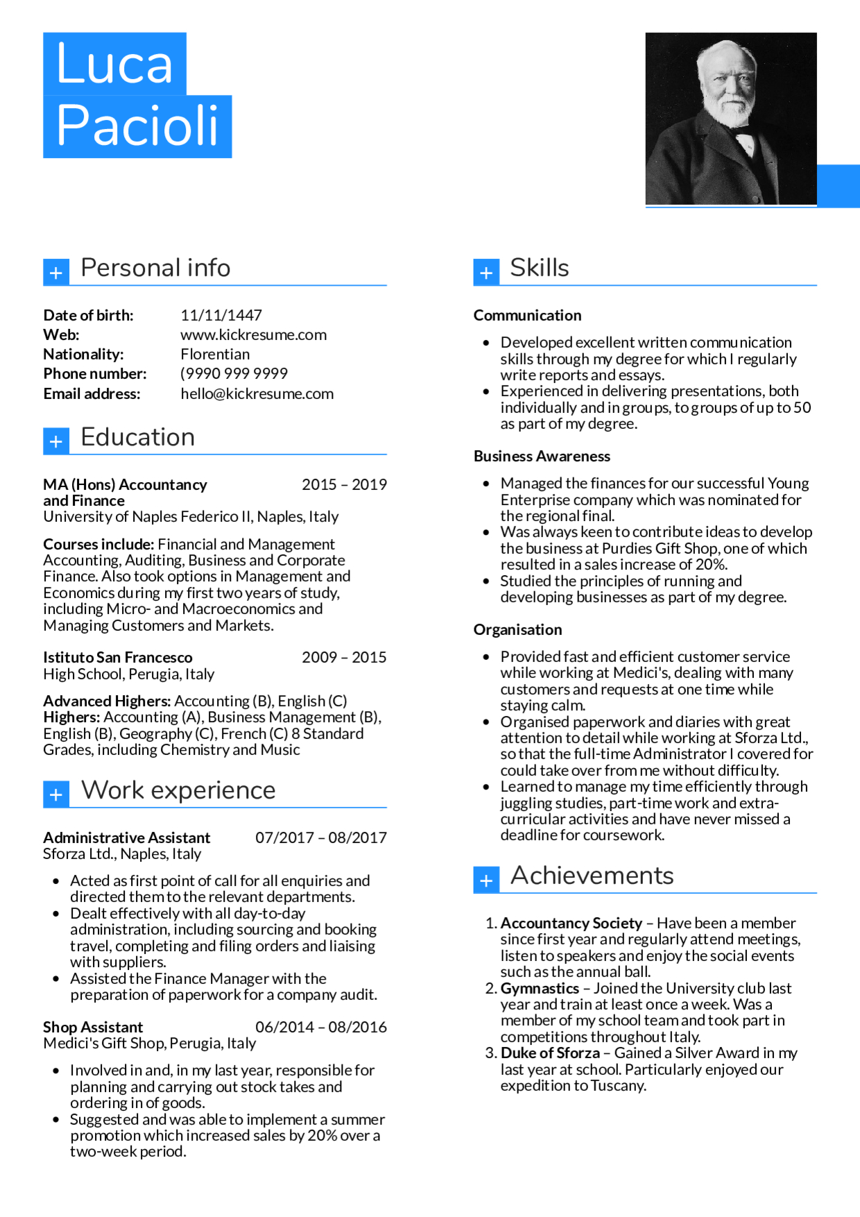 Resume Examples Real People Student Accountant Resume in size 1240 X 1754
