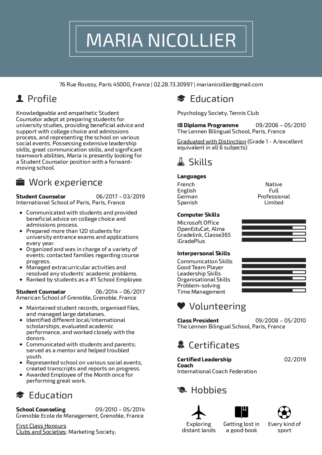 Resume Examples Real People Student Counselor Resume in proportions 1240 X 1754