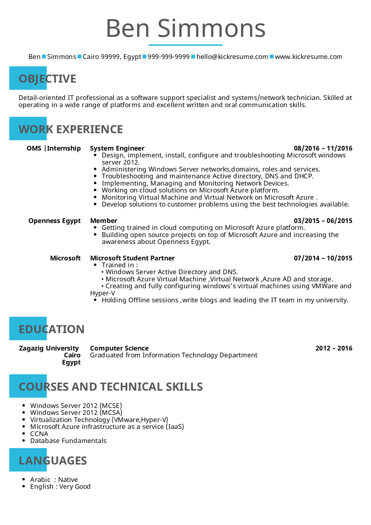 Resume Examples Real People System Administrator Cv pertaining to sizing 1240 X 1754