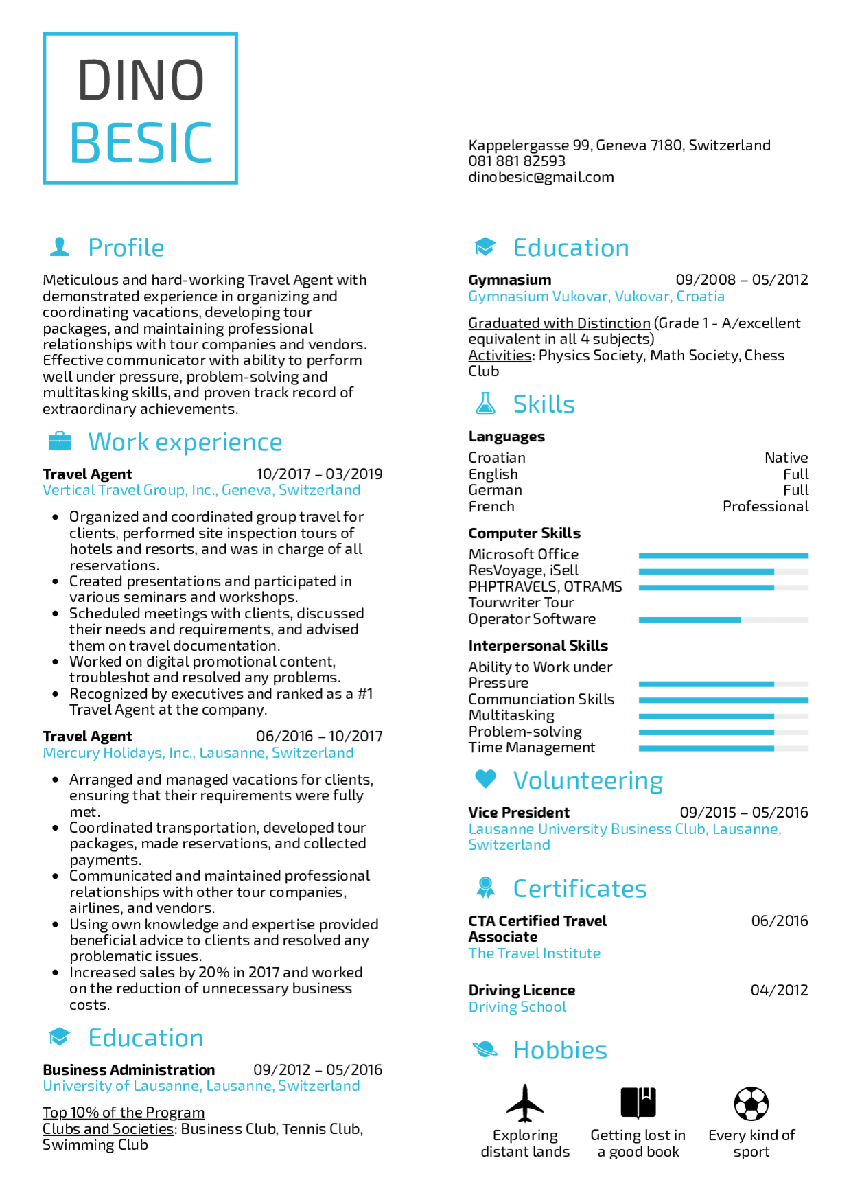 Resume Examples Real People Travel Agent Resume Template throughout dimensions 1240 X 1754