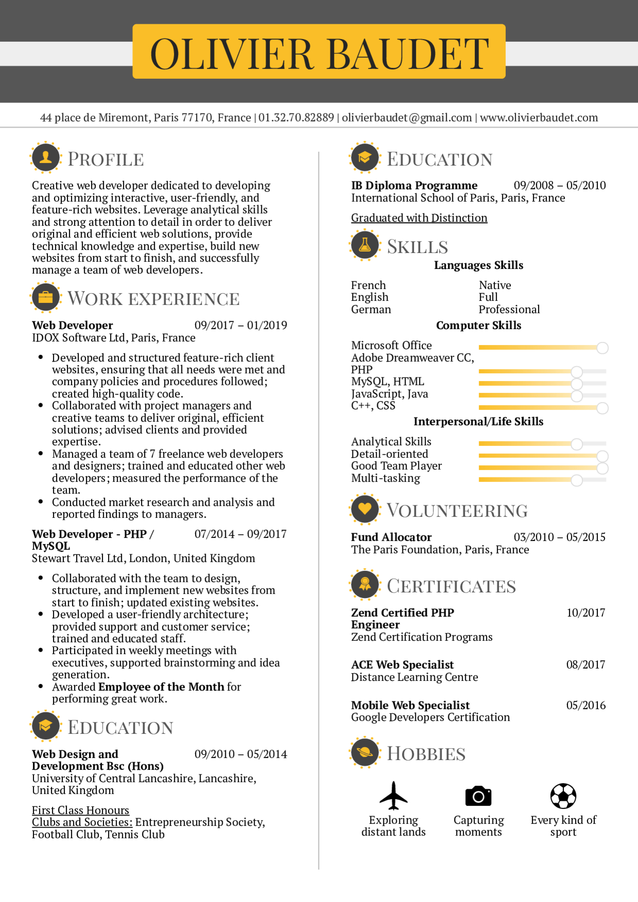 Resume Examples Real People Web Developer Resume with size 1240 X 1754