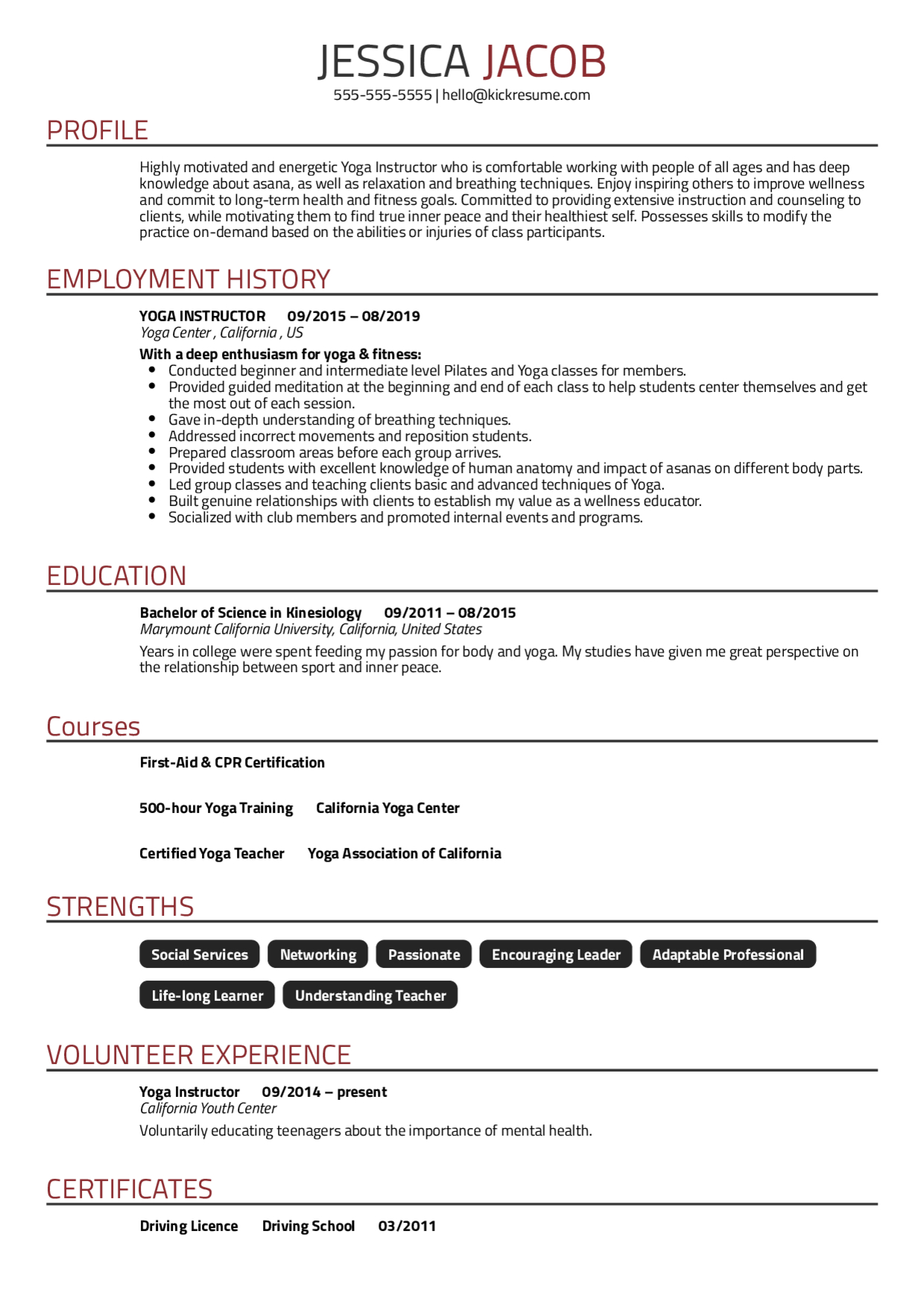 Resume Examples Real People Yoga Instructor Resume inside dimensions 1240 X 1754