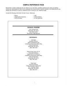 Resume Examples References Reference Page For Resume in sizing 1275 X 1650