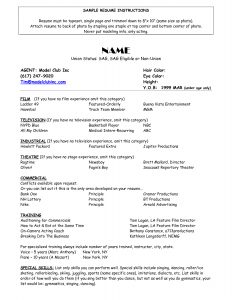 Resume For Child Actor Scope Of Work Template Acting Resume inside dimensions 1275 X 1650