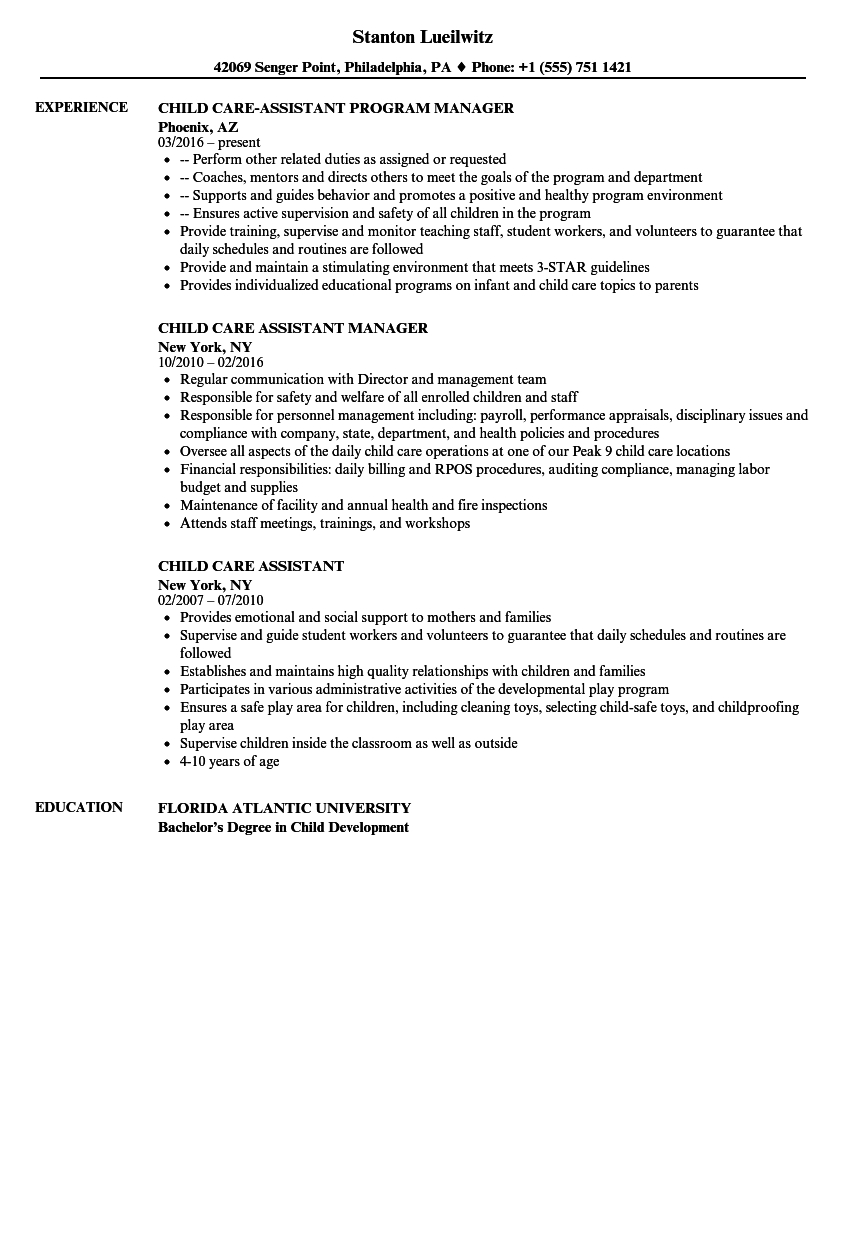 Resume For Child Care Assistant Debandje in dimensions 860 X 1240