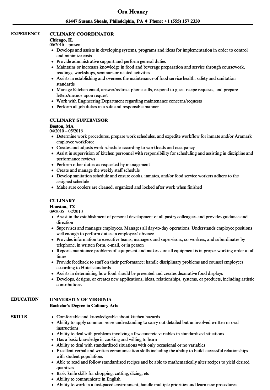 Resume For Culinary Arts Akali with sizing 860 X 1240