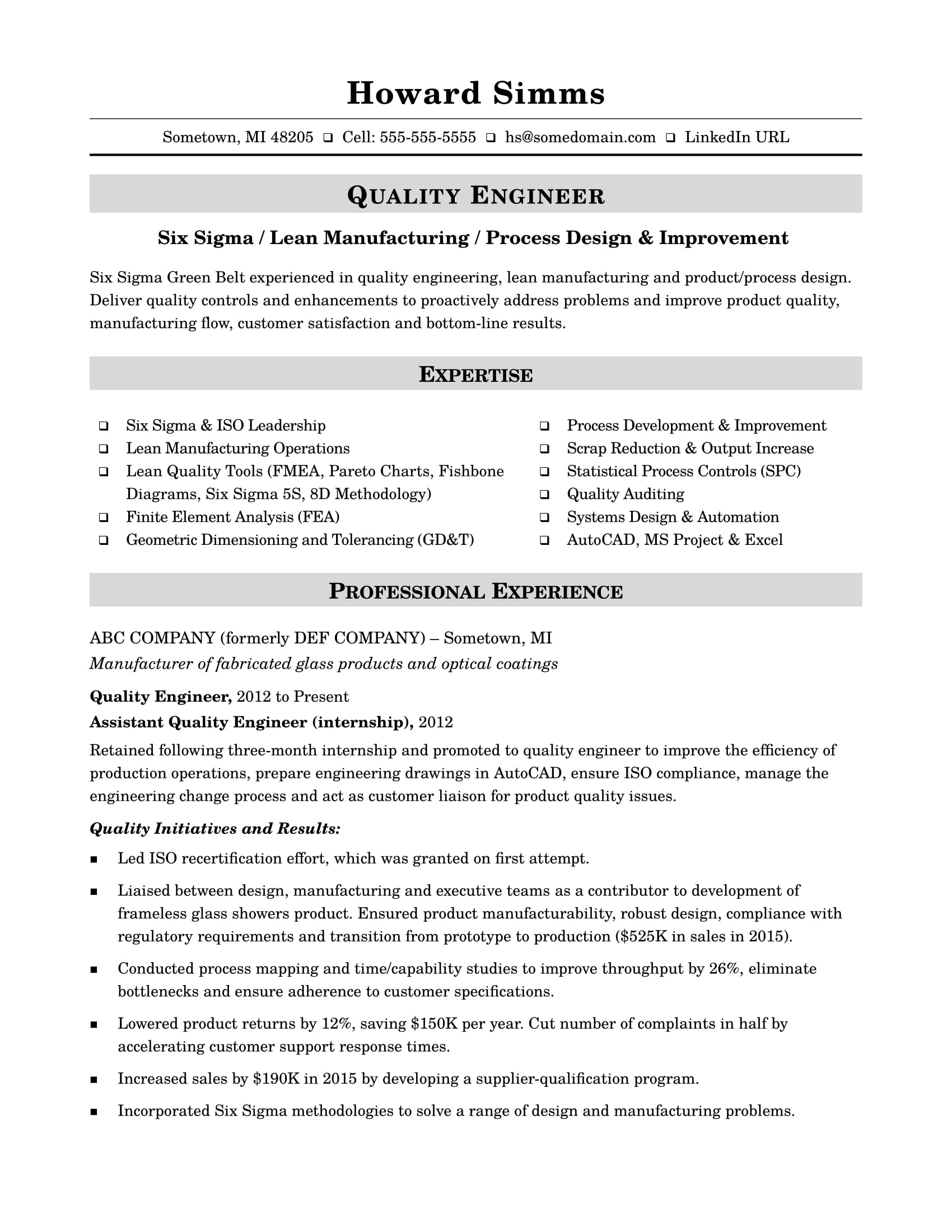 Resume For Quality Engineer Debandje throughout sizing 1700 X 2200