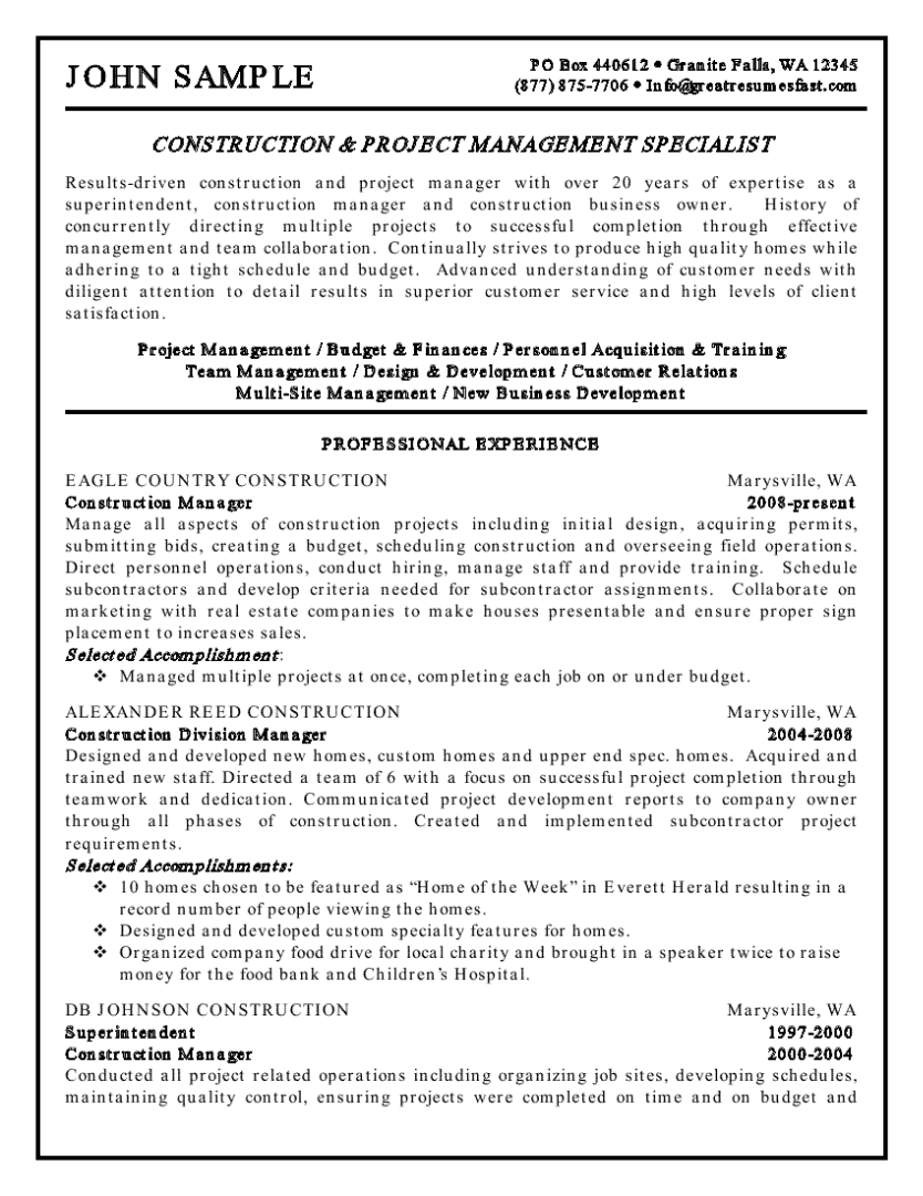 Resume Format 20 Years Experience Project Manager Resume pertaining to measurements 834 X 1080