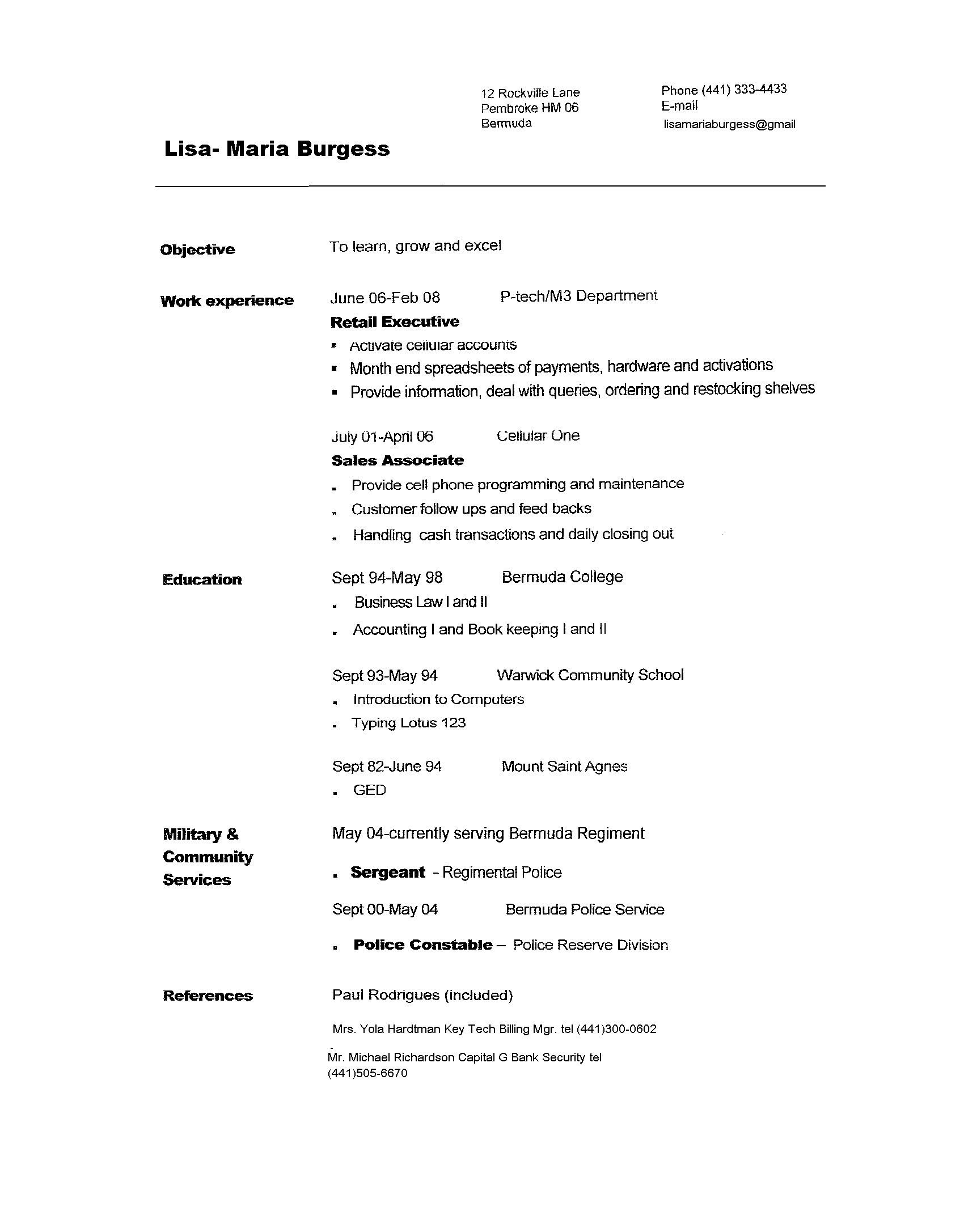 resume templates free copy and paste
