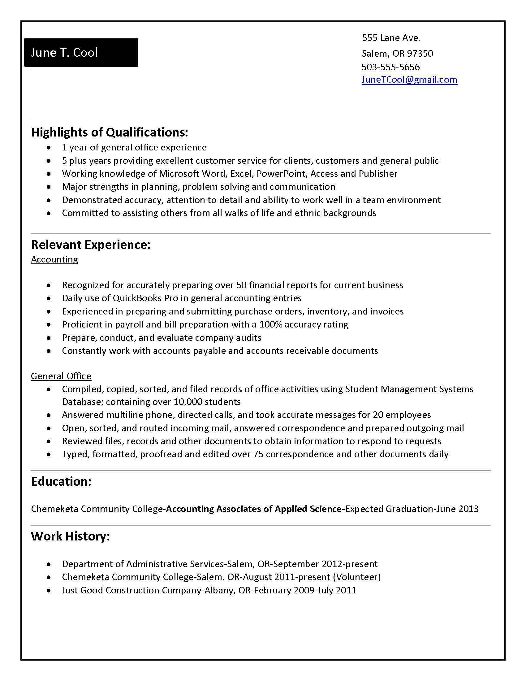 Resume Format For 5 Years Experience In Accounting Student intended for size 1700 X 2200